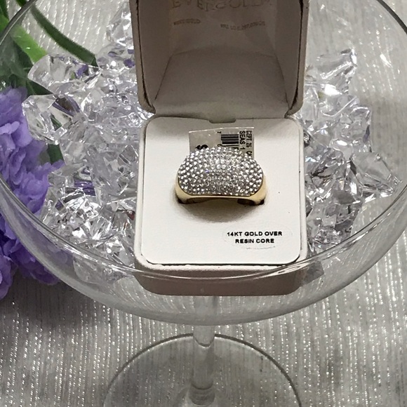 ✨Crystal Dome Ring✨Evergold 14K Yellow Gold Resin✨ - Picture 7 of 8